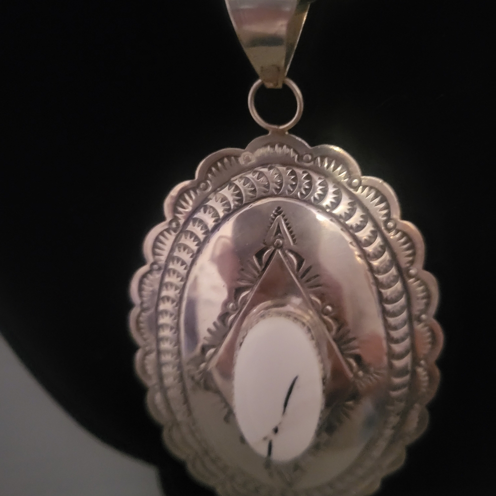 Elegant Silver Pendant White Turqoise. Chain Not Included.